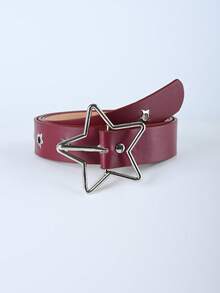 1 pieza Cinturón de cuero personalizado con estrella de cinco puntas y múltiples agujeros, estilo punk para mujer - A - Ver 3