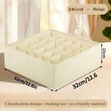 24-Grid Drawer-Style Sock And Underwear Organizer Box, Storage Container For Socks, Handkerchiefs, Ties, Belts And Other Items - View 10