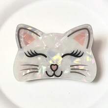 1 Stück lässiger Street-Style PVC Krallenklemme mittlere Katze süßer Haarclip, neuer Halbkrallen-Oberklemme für Mädchen - Verschiedenfarbig - Übersicht 9