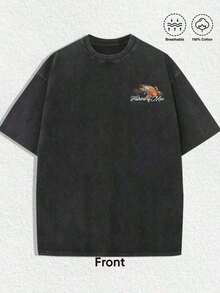 Men's Graphic T-Shirts, Vintage Trout Fishing Print T-Shirt, Vintage, Christian, Nature, Casual, Streetwear, For Men (Retro Style, Unisex) - 灰色 - 查看 2