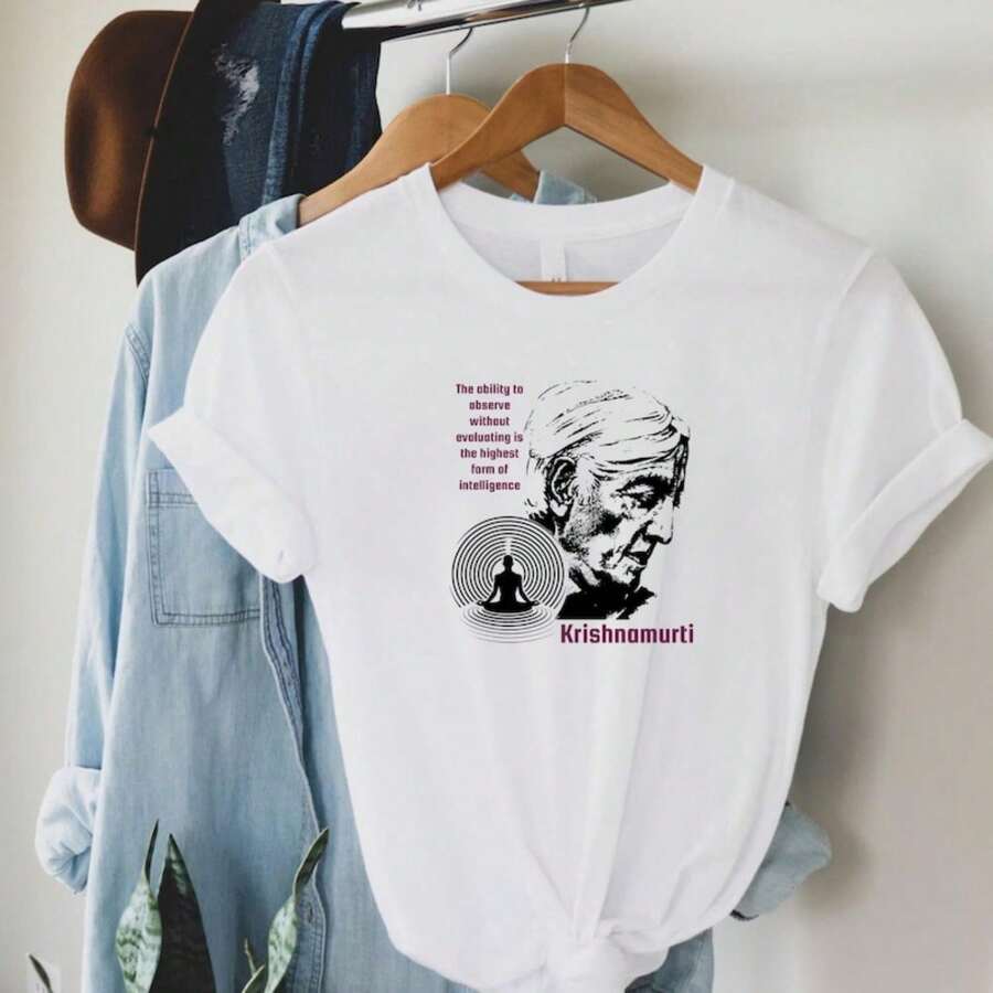 PhiloS1ophy T-Shirt K1rishnamurti Freedom of Thought.JPG Camiseta 100% Algodón Unisex - Playera Casual Premium de Corte Cómodo - Blanco - Ver 1