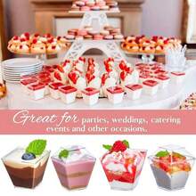 Reusable Transparent Square Dessert Cups, Suitable For Snacks, Chocolate, Ice Cream, Fruits, Cakes, Mousse, Pudding, Appetizers, Applicable For Restaurants, Family Gatherings, Parties, Wedding Decorations - View 4