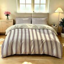 3pcs Set Minimalist Elegant Line Print Duvet Cover Set, Lace Print, Includes 1 Duvet Cover & 2 Pillow Shams, No Filling, Soft & Comfortable Bedding, Polyester, Suitable For Indoor Decor, Home Goods, All Seasons, Fit For Bedroom, Hotel, Homestay, Boys & Girls Room - 80092+SJT+Y - View 2