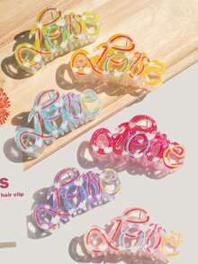 6PCS Summer Candy Color LOVE Letter Transparent Hair Claw Clips Women's Hair Accessories Sweet Versatile Back Of Head Updo Hair Clips Set Daily Casual Wear Half-Up Ponytail And Braided Hair Party Wedding Outing Valentine's Day Commute Daily - 6PCSlove - View 13