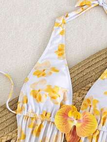 Conjunto de bikini sexy con tirantes de espagueti y estampado aleatorio para mujeres 2026, conjunto de verano, elegante, Día de San Valentín, playa, vacaciones, casual, único, conjunto de verano, conjunto de vacaciones de verano, primavera, conjunto de Día de San Valentín para mujeres, carnaval - Multicolor 3 - Ver 3