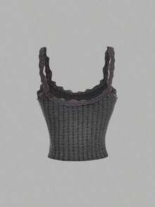 Camiseta de mujer con parche de encaje y decoración de lazo - Multicolor 11 - Ver 10