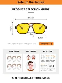 4pcs Men's PC Material Classic Square Double-Bridge Glasses, Minimalist Stylish Glasses, Suitable For Party, Leisure, Vacation, Beach, Daily Wear - 4-piece Combo Pack (Tea, Black, Yellow, Black, Green) - View 5