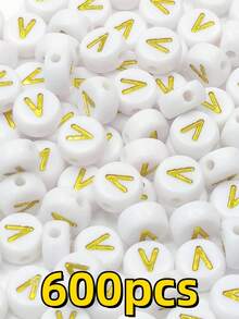 300 hạt cườm hình chữ cái hoặc ký hiệu 7x4mm dùng để trang trí vòng tay, vòng cổ, quần áo. - Nhiều màu - Xem 25