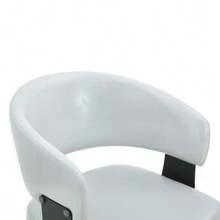 Mid-Century Modern Style Dining Chairs, Set Of 2, Retro Armchairs With Barrel-Shaped Armrests And Patterned Backrests, Faux Leather Kitchen Chairs With Sturdy Legs For Home And Restaurants - 灰色 - 查看 9