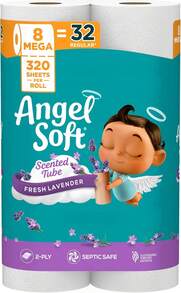 Angel Soft Toilet Paper With Fresh Lavender Scented Tube, 8 Mega Rolls = 32 Regular Rolls, Soft And Strong Toilet Tissue - ColorA - View 1