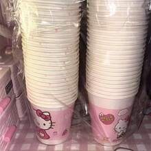 SANRIO 三丽鸥 Hello Kitty 可爱粉色猫咪图案一次性纸杯，25/50个装，卡通印花，8盎司/12盎司容量，加厚冷热饮杯，适用于派对、家庭、办公室等场合。 - 彩色 - 查看 8