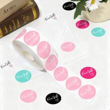500pcs/Roll Free Gift Stickers, 5 Colors 1 Inch Waterproof Self-Adhesive Order Labels, Suitable For Gift Boxes, Cake Packaging, Handmade Products, Bakery, Coffee Shop, Milk Tea Shop And Small Business Packaging Gift Sealing Stickers - White - View 3