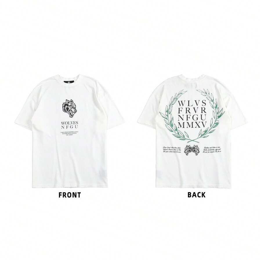 DARC Wolf Head Fitness American Style T-Shirt, Pure Cotton, Round Neck, Printed Short Sleeve - DSDT049 - View 1