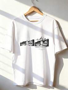 Camiseta de Manga Corta con Estilo Moderno y Aesthetic,Camiseta de manga corta de moda para primavera y verano de 2026, hecha en México, 180 gramos. Estampado de dibujos animados, modelo de pareja, apta para uso interior o exterior. Cuello redondo, unisex, ideal para oficina y ocio. Paquete de una pieza. - WH-P631577SLNDXZGY450 - Ver 1