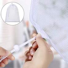 10 Pieces Mesh Bags Drawstring Laundry Bags Large Nylon Mesh Bags Gift Bag Dishwasher Bag with Sliding Drawstring for Kitchen Jewelry Toys Gifts Wedding Favour Home White - Blanco - Ver 4