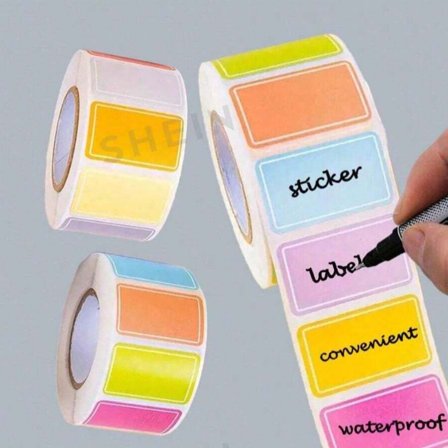 1 Roll/500 Sheets Stickers, 2 Rolls/500 Sheets Stickers, Large Size 1 Roll/400 Sheets Stickers, Random Color, Colorful Label Stickers Self-Adhesive Label Stickers, Self-Adhesive Waterproof Writable Stickers, Self-Adhesive Identification Labels - Multicolor - View 1