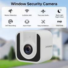 3MP Window Camera, AI Starlight Color Night Vision, AI Human & Motion Detection, Easy Quick Installation, 24/7 Recording, Simple & Fast Window Mounting - White - View 1