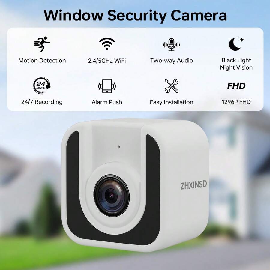 3MP Window Camera, AI Starlight Color Night Vision, AI Human & Motion Detection, Easy Quick Installation, 24/7 Recording, Simple & Fast Window Mounting - White - View 1