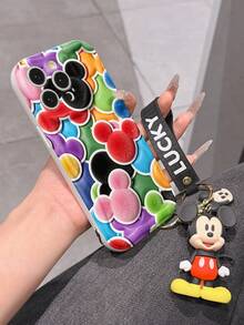 Disney Mickey Mouse Clubhouse Phone Case : 3D Fluffy Pattern Border Protector Phone Soft Phone Case With A Free Cute Mickey Bracelet Chain Lanyard, Mickey, Minnie, Goofy, Donald Duck, Daisy Duck, Pluto, For Apple 17 Promax 17 Pro 16 15 14 13 12 11 Pro Max XS Max X XR Soft Cover Summer Phone Case - trắng - Xem 6
