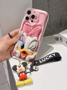 Funda de teléfono de Disney Mickey Mouse Clubhouse: Funda de teléfono suave con protector de borde con patrón 3D esponjoso y un llavero de pulsera de Mickey gratis, Mickey, Minnie, Goofy, Donald Duck, Daisy Duck, Pluto, para Apple 17 Promax 17 Pro 16 15 14 13 12 11 Pro Max XS Max X XR Funda de verano - Blanco - Ver 4