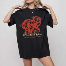 TH1Ree Days Grace Animal I Have BE1comes Tour 2006 Black T-Shirt For Women Shirt 100% Cotton Unisex T-Shirt - Premium Casual Comfortable Fit T-Shirt - 黑色 - 查看 1