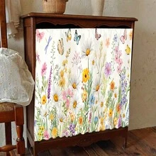1pc Colorful Wild Flower & Butterfly Print Polyester Short Plush Tablecloth, Convenient Hanging Curtain For Kitchen Cabinet, Ideal Home Decor For Kitchen, Laundry, Storage Cabinets, Also Suitable For Window Curtains - Multicolor - View 10