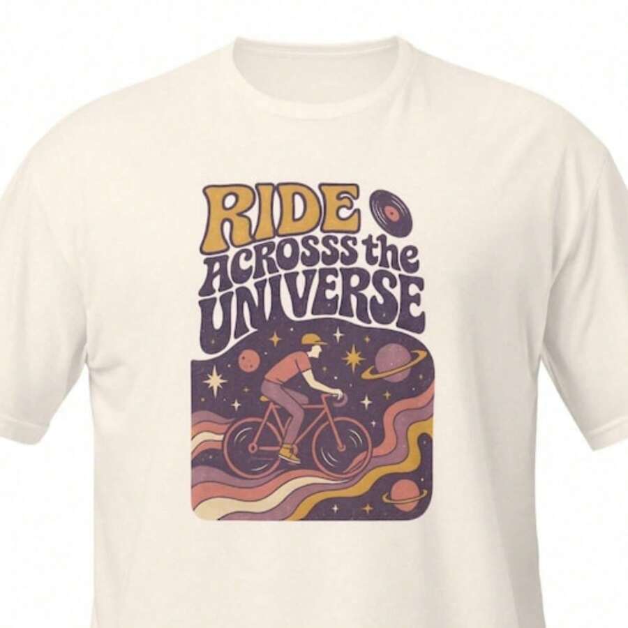 Ride Across the Uni1verse T-Shirt Retro Cycling Graphic T1EE P1SYcheD1ELIc Bike Rider Shirt Vintage Music-Inspired UniS1ex T1EE.JPG Camiseta 100% Algodón Unisex - Playera Casual Premium de Corte Cómodo - Blanco - Ver 1