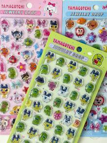 Tamagotchi 1件可愛3D卡通貼紙，可愛動物設計，適合日常裝飾、派對及兒童使用 - 彩色 - 查看 1