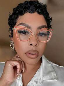 Acrylic Cat-Eye Fashion Minimalist Glasses, Suitable For Daily Reading, Family Gatherings, And Beach Vacations. - Màu đen trong suốt - Xem 2