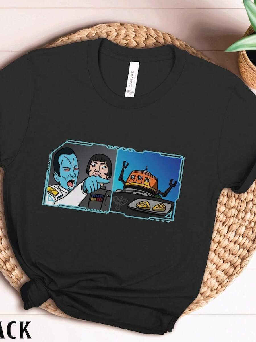 Camiseta Thrawn vs. Chopper| Camiseta con Arte de Fans de los Rebels| Grand Admiral Thrawnblusas para mujer playeras de mujer vestidos casuales para mujer y2k playeras deportivas para mujer verano camisetas ropa de mujer Fashion Perfect For Daily - Negro - Ver 1