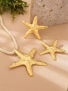 1 Set Summer Vacation Ocean Style Starfish Necklace, Earrings & Jewelry Set For Women - Big Starfish Set - View 5
