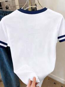 Camiseta de mujer de manga corta y cuello redondo con estampado de cerezas - Multicolor 2 - Ver 2