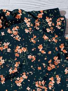 Camisa casual de vacaciones para mujer, diseño minimalista adecuado para el verano, blusa con estampado floral diminuto, camisa de verano para mujer, conjunto de vacaciones para mujer - Multicolor 4 - Ver 2
