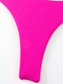 Braguitas de bikini con volantes de unicolor para mujer, sexy y ajustadas, para la playa y celebraciones de Halloween - Rosa Fucsia - Ver 4