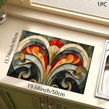1pc Vintage Print Pattern Absorbent Mat/Drying Mat For Coffee Maker, Tableware - Absorbent Polyester Desktop Protective Mat With Rubber Anti-Slip Pad, For Kitchen Counter Decor, Home Bar And Dining Table - Multicolor - View 9