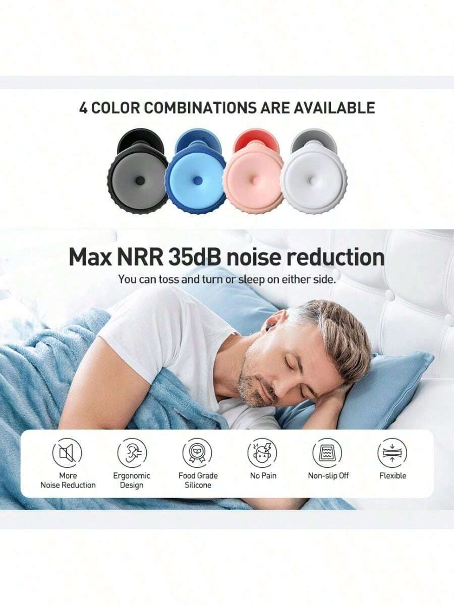 Bouchons d'oreilles en silicone flexibles et réutilisables réduisant le bruit - Bouchons d'oreilles ultra-confortables avec embouts supplémentaires pour le sommeil, doux et confortables pour une concentration profonde, les voyages, la sensibilité, le travail, le camping, les voyages, les ronflements, les concerts et les études, cadeaux de vacances personnalisés pour hommes et femmes