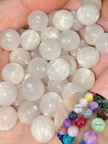 beadia 50颗/包 8/10/12毫米 白色梦幻星空树脂流沙金色仿猫眼圆珠，闪亮星空圆珠，多功能手工饰品制作材料，适合时尚配饰和装饰 - 白色 - 查看 4