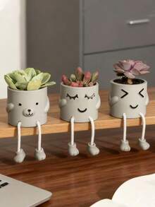 1PC Cute Hanging Bear Nose Doll & Smiling Face Planter Pot, Resin Succulent Plant Pot For Indoor Home Decor - Hanging Doll Flower Pot - View 2