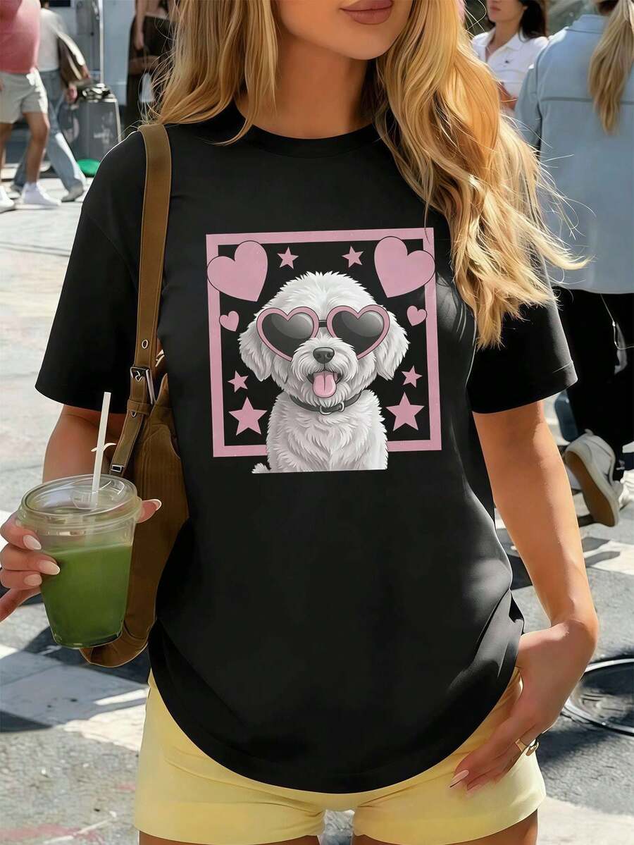 Dam-T-shirts - Svart - Visa 1