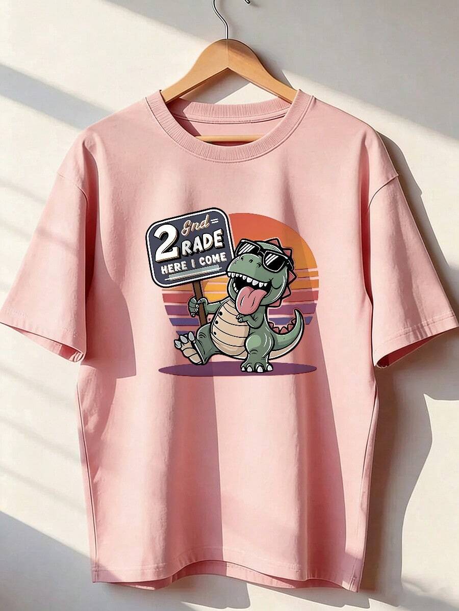 Youthful 80s Graphic Design Short Sleeve T-Shirt, Short Sleeve T-Shirt For Spring And Summer 2026, Made In Mexico, 180 Grams. Cartoon Print, Couple Design, Suitable For Indoor Or Outdoor Wear. Crew Neck, Unisex, Ideal For Office And Leisure. One-Pack. - PK-P631577SLNDXZGY417 - 查看 1