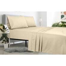 Royale Linens - Sábana encimera de microfibra cepillada, 1800 hilos, suave y transpirable, resistente a las arrugas y a las manchas tamaño individual XL, color arena - Arena - Ver 8