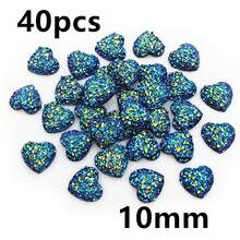 40pcs 10mm 12mm Flat Back Heart Resin Cabochons Multi Colors Druzy Natural Stone Convex DIY Jewelry Making Accessories - Heart - View 16