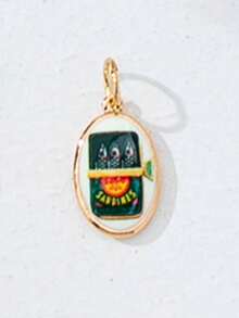 1pc Gold-Plated Colorful Enamel Pendant Necklace, Customizable Tropical Fruit Theme Pendant Necklace, Delicate Paperclip Chain Layered Jewelry, Cute Stackable Beach Holiday Daily Wear Women Gift - Multicolor - View 13