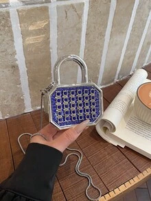 Túi xách mini acrylic mới, ví cầm tay thời trang, hộp đựng son môi cá nhân hóa, túi dự tiệc sang trọng, túi đeo chéo có dây xích. - Nhiều màu - Xem 9