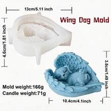 3D睡天使翅膀猫狗硅胶蜡烛模具，可爱宠物睡在天使翅膀床上蜡烛制作模具，DIY香薰蜡、肥皂、石膏树脂浇铸模具，家居装饰，宠物爱好者礼物 - 貓狗 - 查看 11
