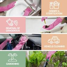 Mamison 2 Pairs Reusable Waterproof Household Dishwashing Cleaning Rubber Gloves, Non-Slip Kitchen Glove (Pink, Medium (Pack Of - kiểu dáng như hình ảnh - Xem 10