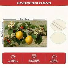 1/4 Pcs Lemon Blossom Placemat Set - Vintage Linen Rectangular Table Mats, Rustic Hand Wash Only, Ideal For Dining & Holiday Decor, Lemon Kitchen Decor - Farmhouse - View 6