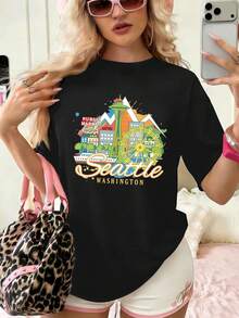 Dam-T-shirts - Svart - Visa 1