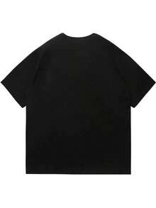 Men's T-Shirt, Classic Graphic Tee, Soft And Comfortable Men's T-Shirts, Script Logo, 180g, 100% Cotton. Suitable As A Gift. Women's T-Shirt. Elegant Blouses. Boho Chic. Soft, Breathable, And Comfortable Women's Top, Ideal For Spring, Summer, And Autumn, Perfect For Vacations, Travel, And Everyday Wear. - 黑色 2 - 查看 4