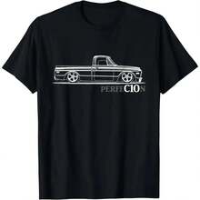 Summer 2026 USA,Men's 100% Cotto1967-1972 C10 Truck Silhouette C10 Truck Perfection Stance T-Shirt2026-Daily Wear,Gym Workout,Streetwear Style - màu đen - Xem 1